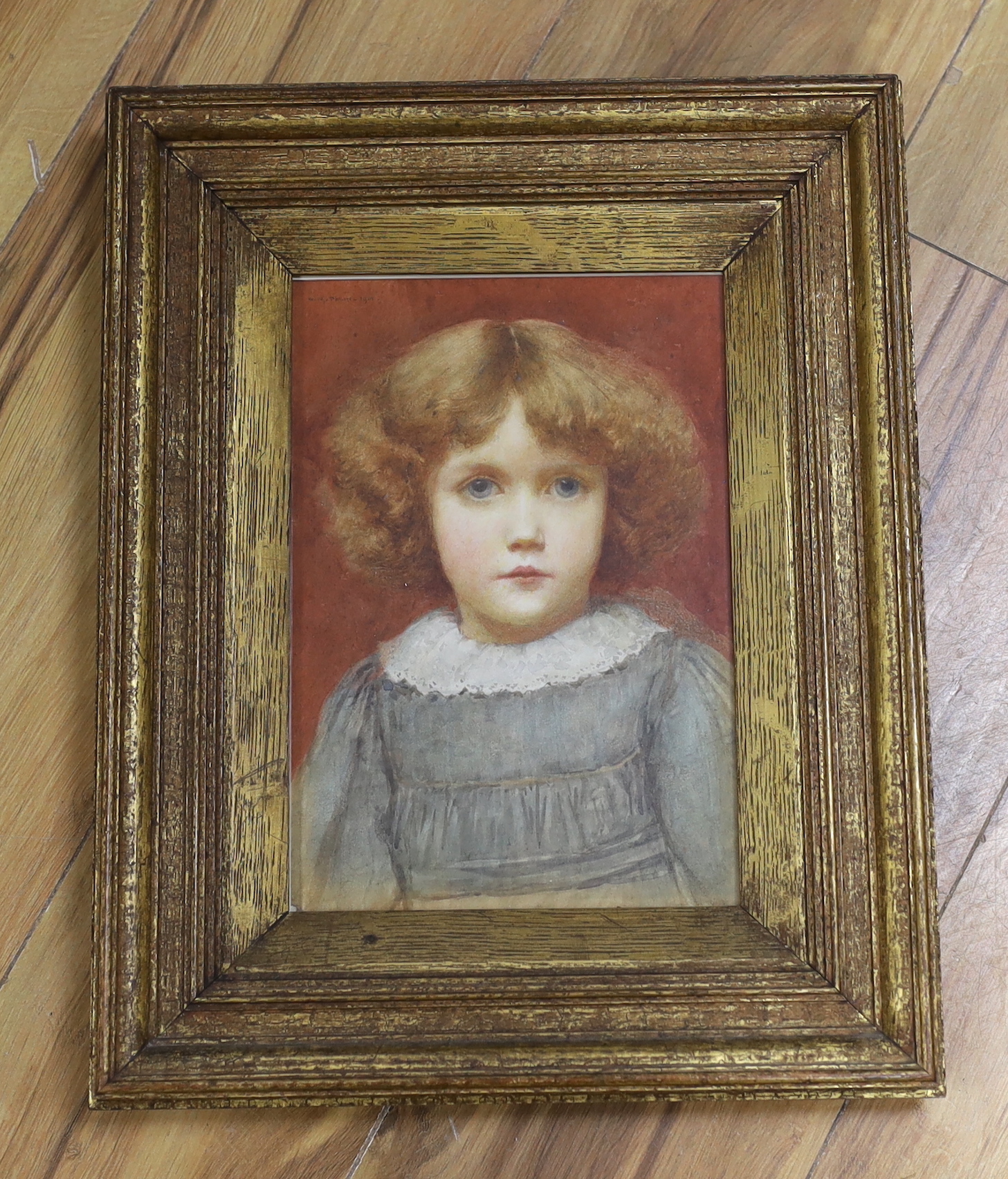William Mainwaring Palin (1862-1947), pre-raphaelite style watercolour, Portrait of a child, signed and dated 1901, 26 x 17cm
